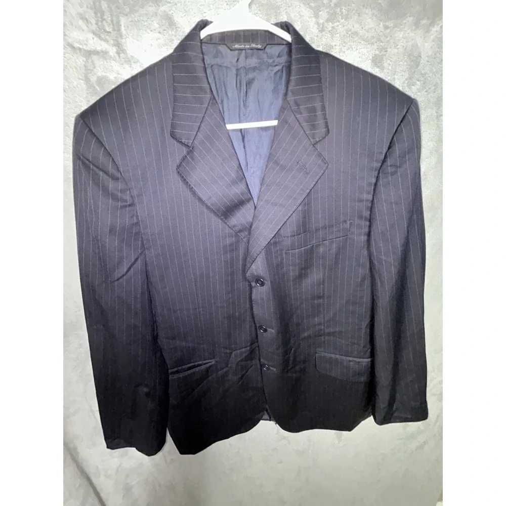 Canali Blazer Mens 42R Blue Wool Pinstripe Sport Coat Suit Jacket Italy Luxury
